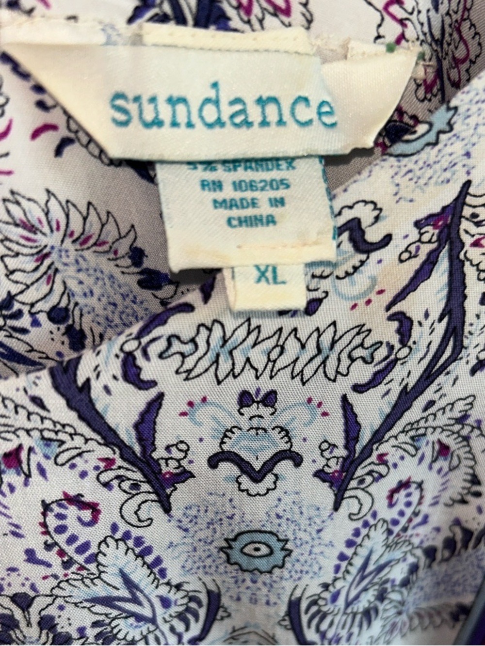 Sundance Terraza Dress in Blue and Gold Floral Print 3/4 Sleeves Medium - Picture 8 of 11